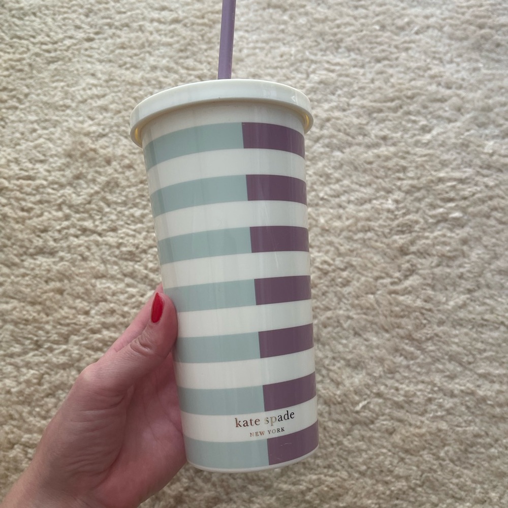 kate spade Pastel Stripe Reusable Tumbler in Lavender & Baby Blue